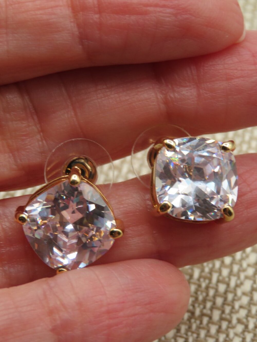 KJL Kenneth Lane Statement Crystal Gold Tone Stud Earrings